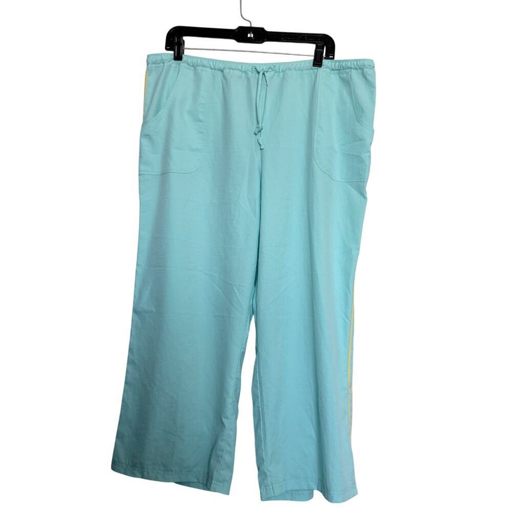 New York & Company aqua lounge pants XL wide leg drawstring stripe - Picture 2 of 5